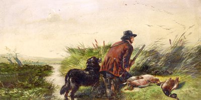 Eenden in vlucht naar een schilderij van Richard Ansdell (1815-85) door Joseph Bensted